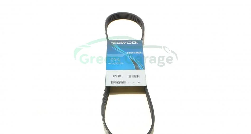 Пасок поліклиновий Audi 100 1.9-2.3 -90/ 80 2.3 -94// Hyundai H-1 2.5D 97-, H100 2.5D 93-00// Mazda 626 2.0D -96// Mitsubishi Pagero -00 DAYCO 6PK923 (фото 1)