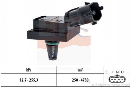 Датчик тиску наддува Renault Clio II 1.5dCi 04-, Clio III 1.5dCi 07-, Megane II 1.5dCi 03-, Master II 1.9dCi-2.2dCi 00- EPS 1.993.246