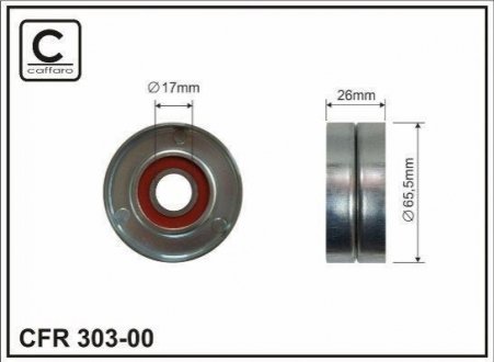 (65,5x17x26 metal) Ролик натяжний паска поліклинового Mitsubishi, Nissan, Opel, Renault, Volvo 1,9DCI 01- CAFFARO 303-00