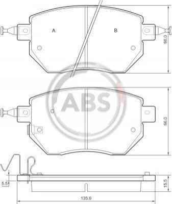 Гальмівні колодки дискові перед. Nissan Murano 02-/Pathfinder 2.5 dCi 05-/Renault Koleos 2.0 dCi 08- A.B.S. 37504 (фото 1)
