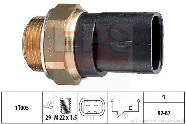 Датчик включення вентилятора (92-87°C) Alfa Romeo 145,146,155 94-97 /Fiat Brava, Palio, Punto 93-02 EPS 1.850.031 (фото 1)