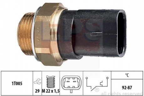 Датчик включення вентилятора (92-87°C) Alfa Romeo 145,146,155 94-97 /Fiat Brava, Palio, Punto 93-02 EPS 1.850.031