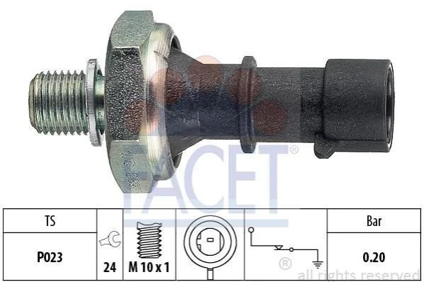 Датчик давления масла (0,2 bar/1 конт./чёрный) Astra J/H/Zafira B/Cruze 03- 1.7CDTi FACET 7.0170 (фото 1)