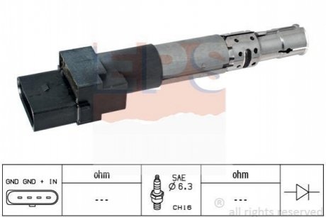 Котушка запалювання Audi A3 3.6Fsi 09.04- Skoda Superb 3.6 V6 11.08- VW Passat 3.2/3.6Fsi 09.05- EPS 1.970.434