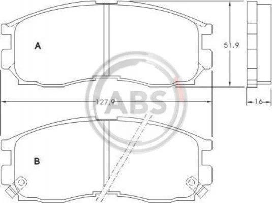 Гальмівні колодки передні Mitsubishi Colt IV, Eclipse, Galant IV,V,VI, Lancer IV,V 1.6-2.5 91- A.B.S. 36763 (фото 1)
