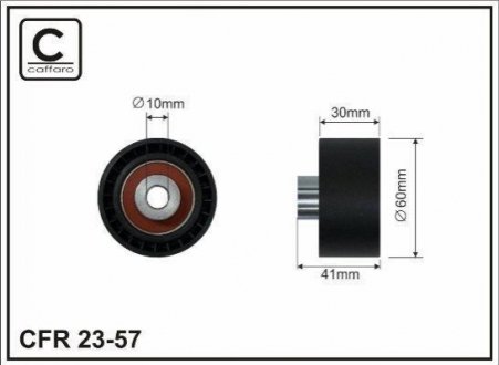 60x10x30 Ролик направляючий пасу ГРМ Citroen C4/C5 2.0 HDi/2.2HDi 04- Ford Focus 2.0TDCi 03- CAFFARO 23-57