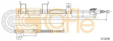 Трос ручного тормоза зад. Hyundai i30 1.4-1.6CRDi 07- Пр. (диск) (1705/1505) COFLE 17.2578