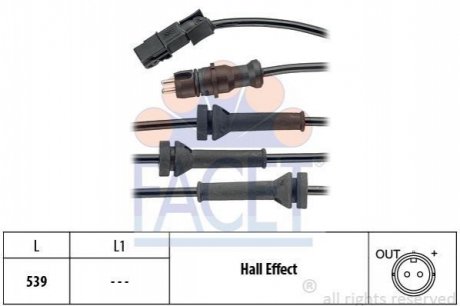 Датчик ABS MEGANE II, SCENIC II, GRAND SCENIC II 1.4-2.0 02-05 передн Л/Пр FACET 21.0054