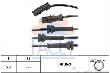 Датчик ABS MEGANE II, SCENIC II, GRAND SCENIC II 1.4-2.0 02-05 передн Л/Пр FACET 21.0054