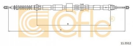 Трос ручного тормоза зад. Mondeo III/IV 00- Л=Пр. (1722/1514) (универсал) COFLE 11.5512