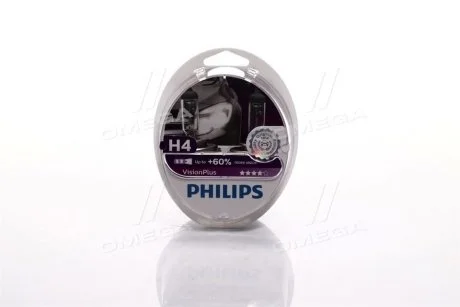 Лампа розжарювання H4VisionPlus12V 60/55W P43t-38 (вир-во Philips) PHILIPS 12342 VP S2