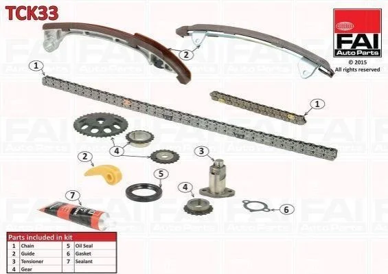К-кт ланцюга ГРМ (з шестернями Toyota Avensis 2.4 03/Camry (V30) 2.0 01-/Rav 4 2.4 00- Fischer Automotive One (FA1) TCK33 (фото 1)