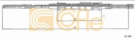 Трос ручного гальма зад. Л/П VW Passat 1,6-1,8-TDS 88- (барабанні гальма) 1628/1016 COFLE 10.748