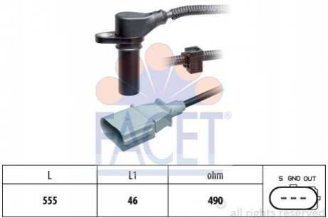 Датчик колінчастого вала, Датчик колінчастого вала, маховик FACET 9.0505