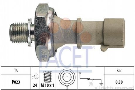 Датчик давления масла (0,3bar/1 конт./серый) OPEL ASTRA G/H 1.6 00-10 FACET 7.0162