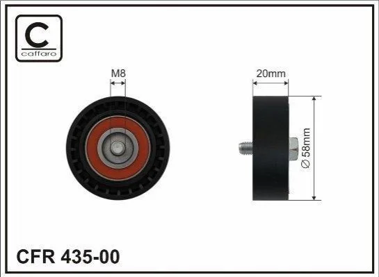 (58x17x20)Ролик паска поліклин. VW Golf V, Jetta III, Tiguan, Passat 1.4TSI 11.05- CAFFARO 43500 (фото 1)