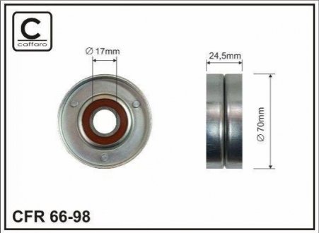 70x17x24 метал Ролик натяж. планки Audi A3/Seat Toledo/Skoda Octavia/VW Golf 99- CAFFARO 66-98