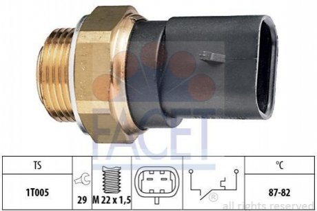 Датчик включения вентилятора Opel Astra F/Vectra A 1.4-2.0i 88-05 FACET 7.5102