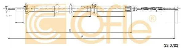 Трос ручного тормоза зад. NEMO/BIPPER 07- 1.4HDi Л. (1677/1402) COFLE 12.0733 (фото 1)