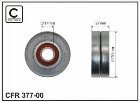Ролік (метал 70x17x28) до натяжника паска генератора Nissan Qashqa MR20DE 06- CAFFARO 37700