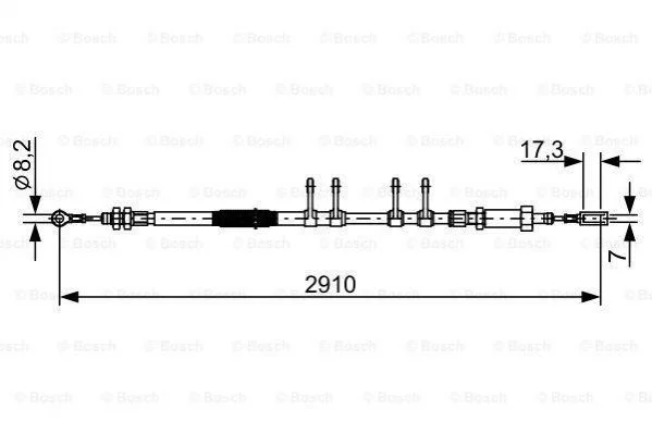 Трос ручного гальма перед. PSA Boxer/Ducato/Jumper 40-Maxi mod 06- 2910/2598 BOSCH 1 987 482 447 (фото 1)