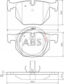 Тормозные колодки зад. BMW 3(E46)/7(E38)/X5(E53) 94-11 (ATE) (122x58,2x17,3) A.B.S. 37348