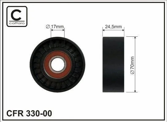 Ролік (70x17x25 пластик) Citroen C4/C5, Peugeot 307, 407 1.8/2.0/2.2 11.04- CAFFARO 33000 (фото 1)
