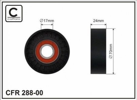 (70x17x24) Ролик до натяжника паска VW Eos, Golf V, Passat 2.0 TFSI 09.04- CAFFARO 288-00