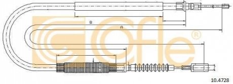 Трос ручного гальма задн. L/P Citroen Jumper II 02-/Fiat Ducato 2.3JTD 02- COFLE 10.4728 (фото 1)