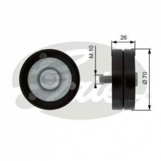 (70x10x25 метал) Ролик натяжний Chrysler Voyager 2.5 CRD/Jeep Cherokee 00- GATES T36363