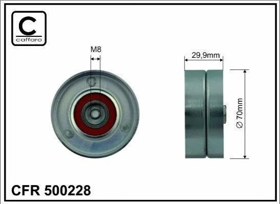 70x8x30 metal Ролик поліклинового паска VW LT II 2.8D TDI AUH, BCQ 97-07 CAFFARO 500228 (фото 1)
