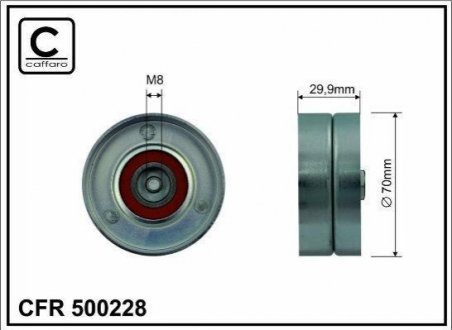 70x8x30 metal Ролик поліклинового паска VW LT II 2.8D TDI AUH, BCQ 97-07 CAFFARO 500228