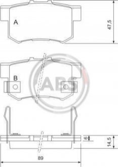 Тормозные колодки зад. Civic 98-/Accord 90-03 (Akebono) (47,8x88,9x14,5) A.B.S. 36758