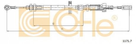 Трос ручного гальма PSA Boxer/Ducato/Jumper 94- 1059/761mm COFLE 1171.7