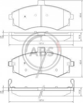 К-кт перед. гальм. колодок Hyundai Avante/Elantra/Lantra/Lavita/Matrix 3 A.B.S. 37403