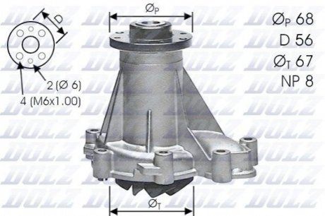 Водяной насос OM601/602 MB207-410/Sprinter 95-00/Vito 96-99 DOLZ M176