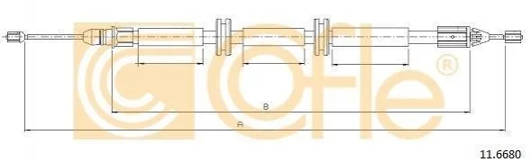 Трос ручного тормоза зад. Kangoo 4x4 01- Л. (1525/1235) COFLE 11.6680 (фото 1)