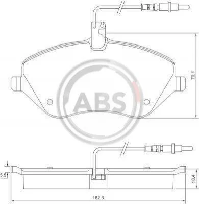 Тормозные колодки перед. Peugeot 407/607 04- (TRW) (162,3x79,1x18,4) A.B.S. 37431 (фото 1)