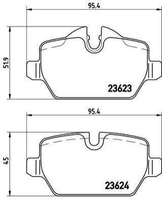 Гальмівні колодки диск.задні BMW 1 (E81), 3 (E90) 1.6i/1.8i/2.0 03- BREMBO P06037 (фото 1)