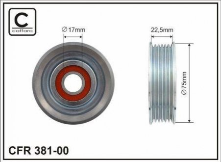 Ролік (метал 75x17x22,5) паска поліклинового Mazda 2/3 1.4, 1.6 03- CAFFARO 381-00