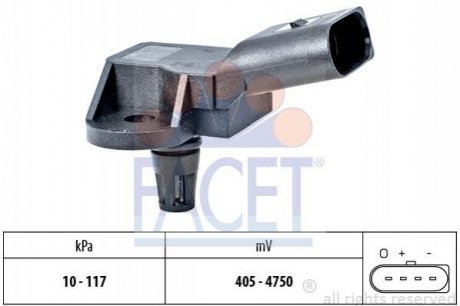 Датчик давления наддува (4 конт.)A4/A6/Q7/FABIA/OCTAVIA 1.2-6.3 03- FACET 10.3157