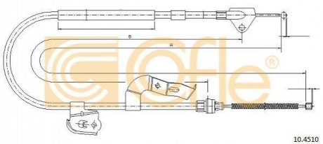 Трос ручного гальма зад. П Citroen C1/Peugeot 107/Toyota Augo 05- 1478/1235 COFLE 10.4510