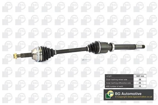 Полуось Ford Transit 06-12 2.2TDCi (28/36) 1057mm Пр. BGA DS2351RA (фото 1)