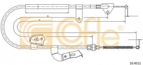 Трос ручного тормоза зад. С1/107 05- Л. (1487/1243) COFLE 10.4511