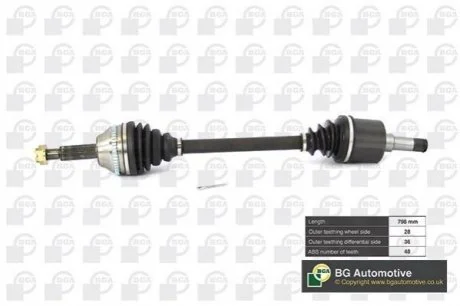 Полуось Ford Transit 06-12 2.2TDCi (28/36) 978mm Л. BGA DS2351LA