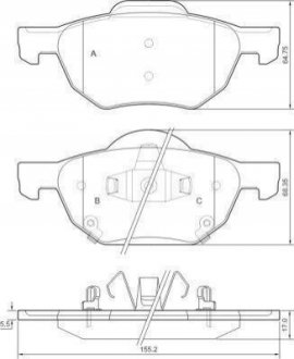 Тормозные колодки перед. Honda Accord 03-08/CR-V 01-06 (akebono) A.B.S. 37359