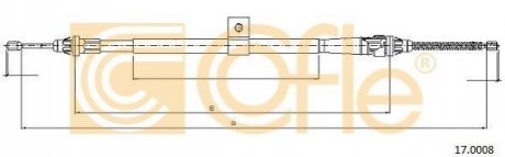 Трос ручного тормоза зад. NOTE 06- Л. (1706/1494) COFLE 17.0008