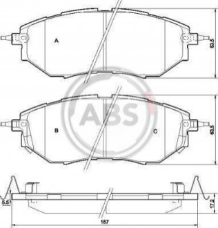 Тормозные колодки перед. Subaru Legacy IV/Outback 03- (akebono) A.B.S. 37502