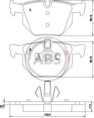 Тормозные колодки зад. BMW 3(E90)/5(E60) (ATE) (123x58,1x17,3) A.B.S. 37410 (фото 1)