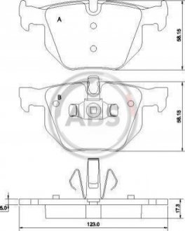 Комплект гальмівних накладок, дискове гальмо A.B.S. 37410